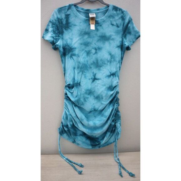 PINK x Victoria's Secret Women's Sz S Blue Tie Dye Beach Terry Ruched Dress - Picture 1 of 8